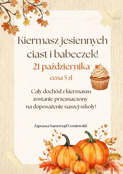 Słodki kiermasz w szkolnej auli – już 21 października!