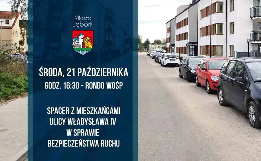 Lębork: spacer z mieszkańcami ul. Władysława IV o bezpieczeństwie ruchu