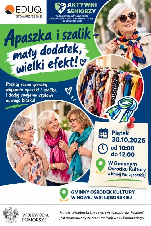 Warsztaty mody dla seniorek w Nowej Wsi Lęborskiej – apaszka kluczem do stylu